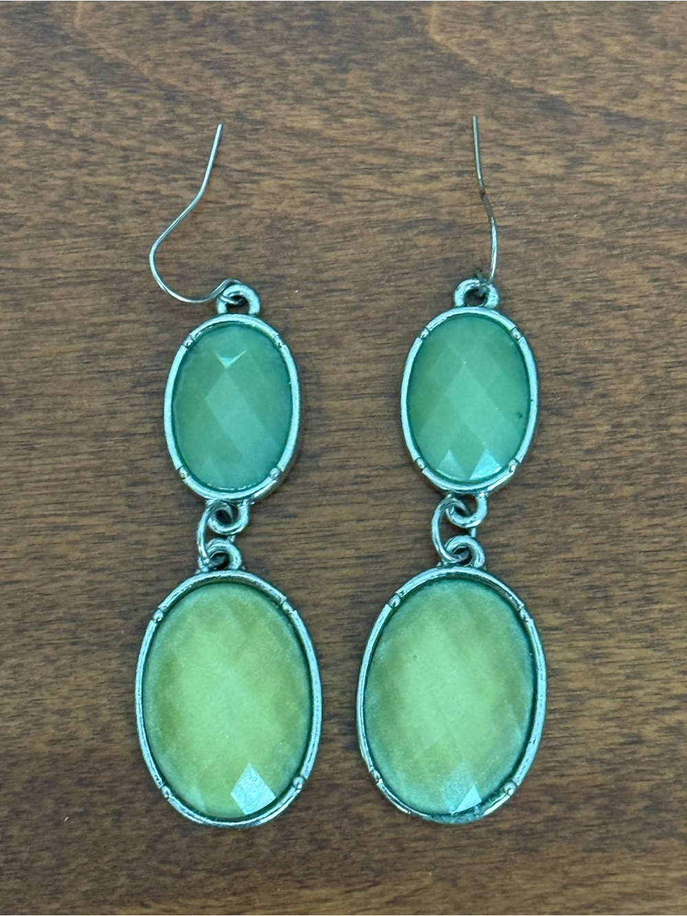 Green Double Oval Drop Earrings - Women Jewelry